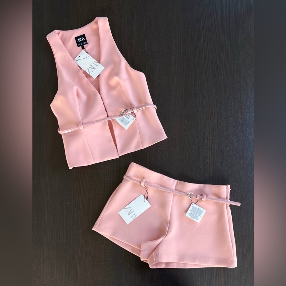 Zara Blush Pink Vest and Shorts Ensemble